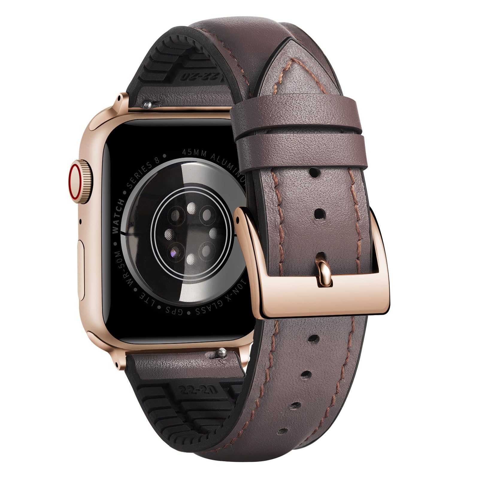 BINLUN Compatible with Apple Watch Bands Leather and Silicone Hybrid 38mm 40mm 4