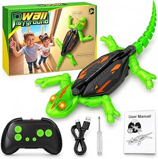 Cool Wall-Climbing Gecko Toy for Kids 4+ RC Remote Control Toy ith LED Light USB Rechargeable| Gecko Aminal RC Toys Boy Fun Game Halloween Christmas Easter Gift for Boys Girls Ages 4 5-12 Year Olds