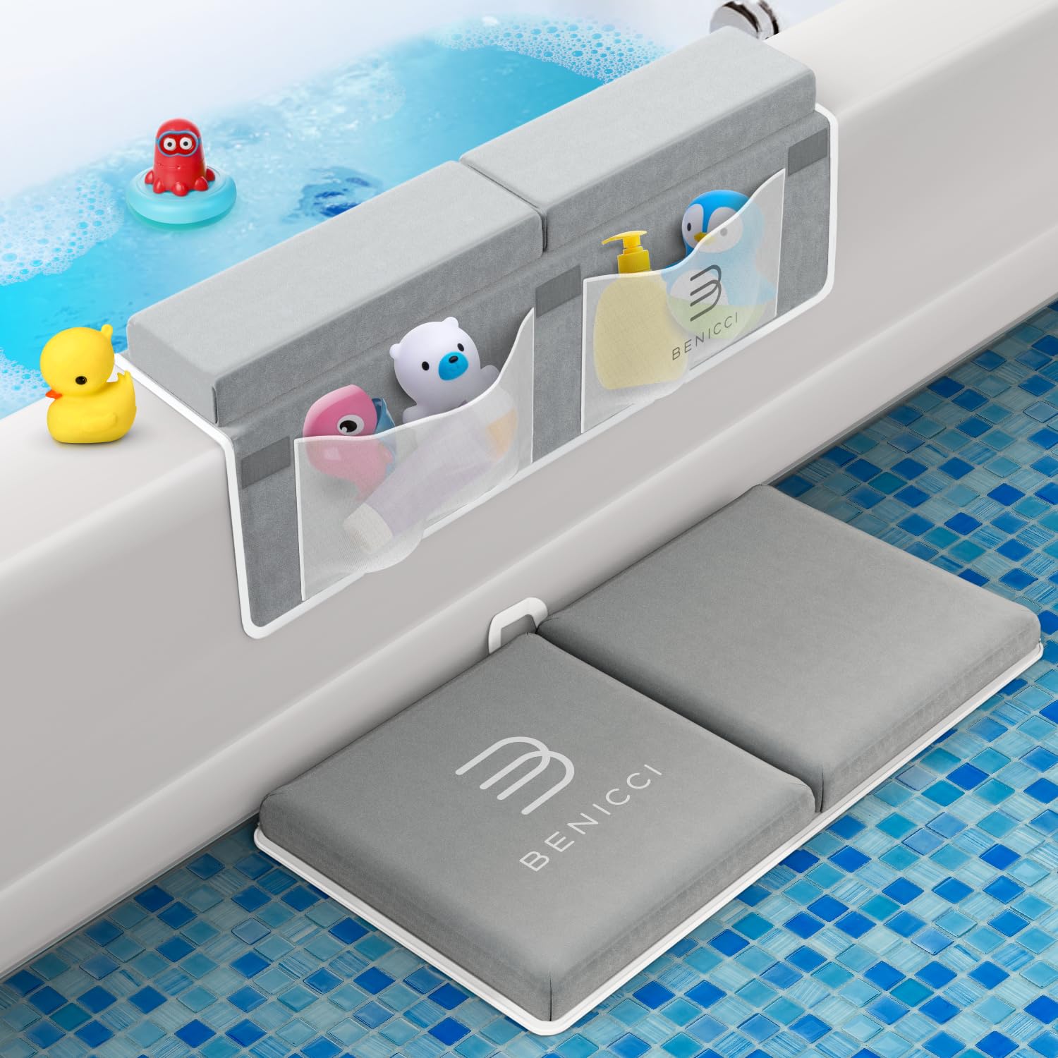 Benicci Bath Kneeler and Elbow Rest Pad Set, Kneeling Mat for Baby Bathing | Com