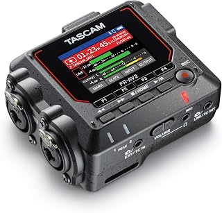 TASCAM FR-AV2 Compact 32-Bit Float Field Recorder and Timecode Generator with Dual XLR/TRS Inputs and No-Clip Audio Recording for Videographers