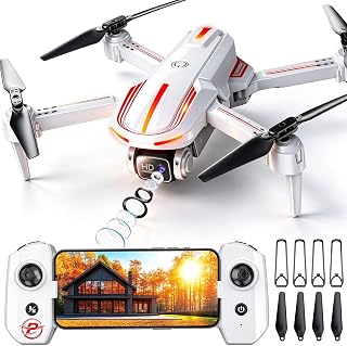 Pallton Drone with Camera for Adults, 1080P FPV Foldable RC Quadcopter | Easy Fly Toy Drone for Kids & Beginners, Altitude Hold, One Key Start, 3D Flips, 2 Batteries, 4 Propellers, Carrying Case