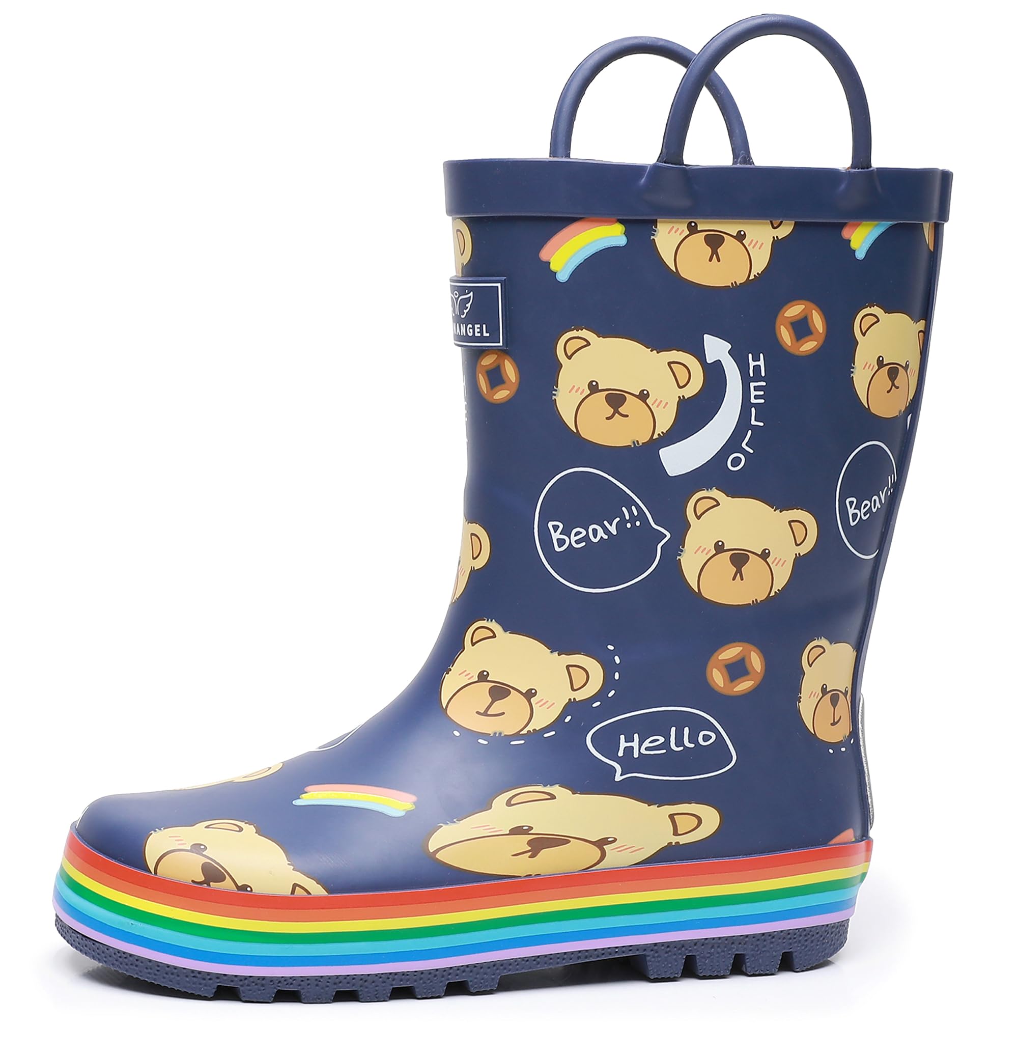 RAINANGEL Toddler Rain Boots with Easy Slip on Handles, Waterproof Rain Boots fo