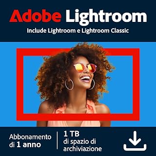 Adobe Lightroom incl. Lightroom Classic 1TB | Editor foto AI | 1 Anno | PC/Mac |Download Digitale