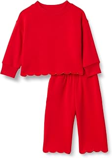 Amazon Essentials x Sofia Grainge Toddlers and Baby Girls' French Terry Sweatshirt Pant and Top Set