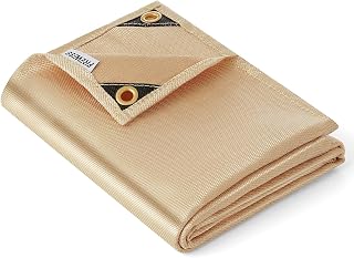 Coperta per saldatura in fibra di vetro resistente, coperta resistente al calore con occhielli in ottone, tappetino di saldatura multiuso per grill, affumicatore, campeggio, uso industriale