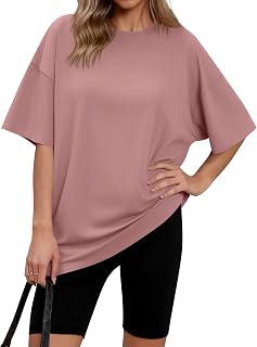 Laughido Oversized Workout Tops for Women Short Sleeve Loose Fit 2026 Yoga Running Gym Athletic Tee Shirt Clothes