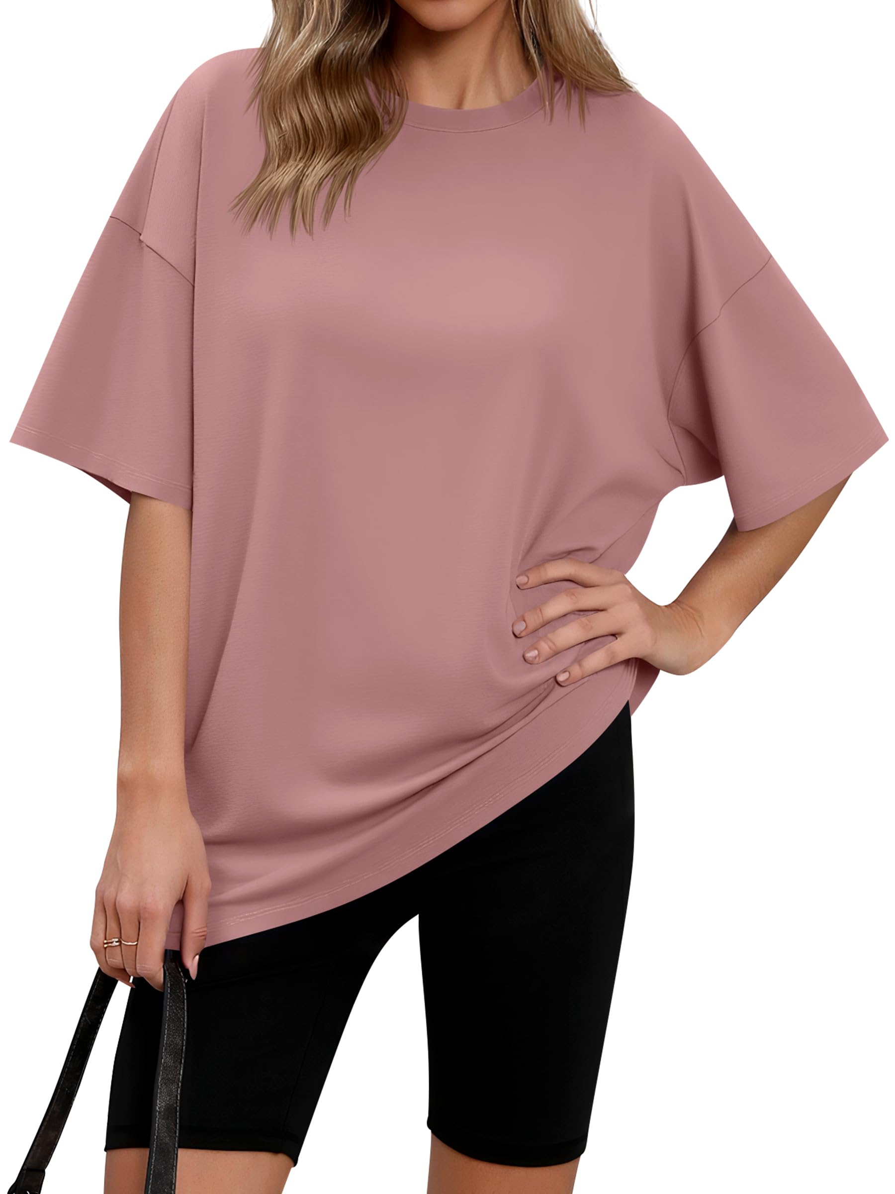 Laughido Oversized Workout Tops for Women Short Sleeve Loose Fit 2026 Yoga Runni