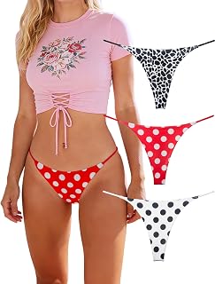 KUKU PANDA Cotton Thongs for Women Sexy Seamless Woman G String Panties 3 Pack Set…