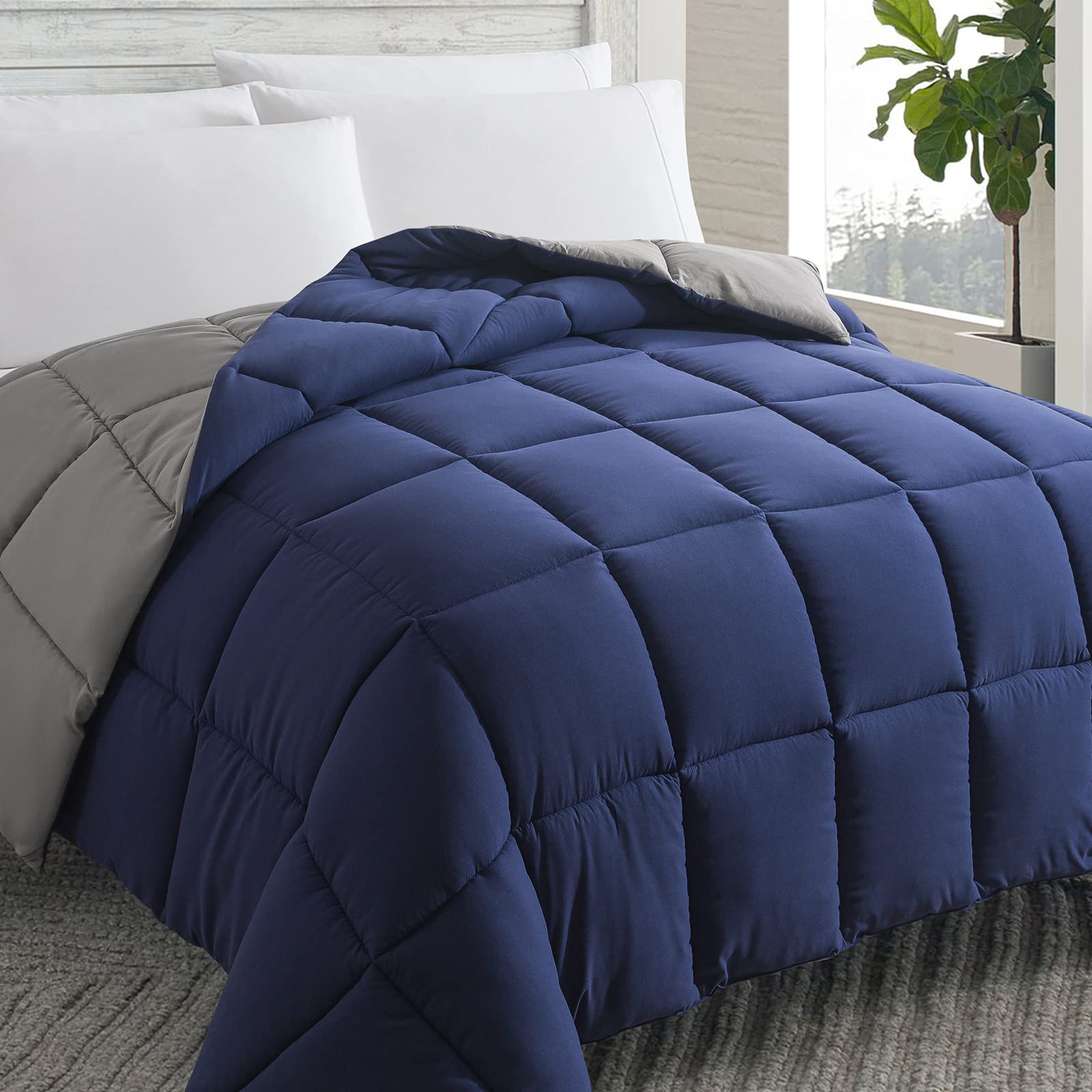 Down Alternative Comforter Blue/Grey Full Size - All Season Duvet Insert | 82x86