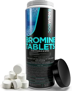 AquaDoc Bromine Tablets for Spas & Hot Tubs - 1 Inch Sanitizer Tabs, 1.5 lb | Low Odor, Slow Dissolving, Supports Clean and Clear Water - Hot Tub Chemicals Made in USA
