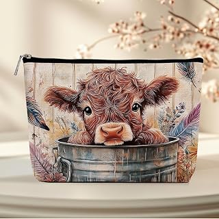 Cow Gift Cow Print What Makeup Bag, Farm Animal Cosmetic Bag Western Staff Travel Pouch, Women Farm Girl Daughter Sister Friend Friendship Graduation Birthday Gift-02