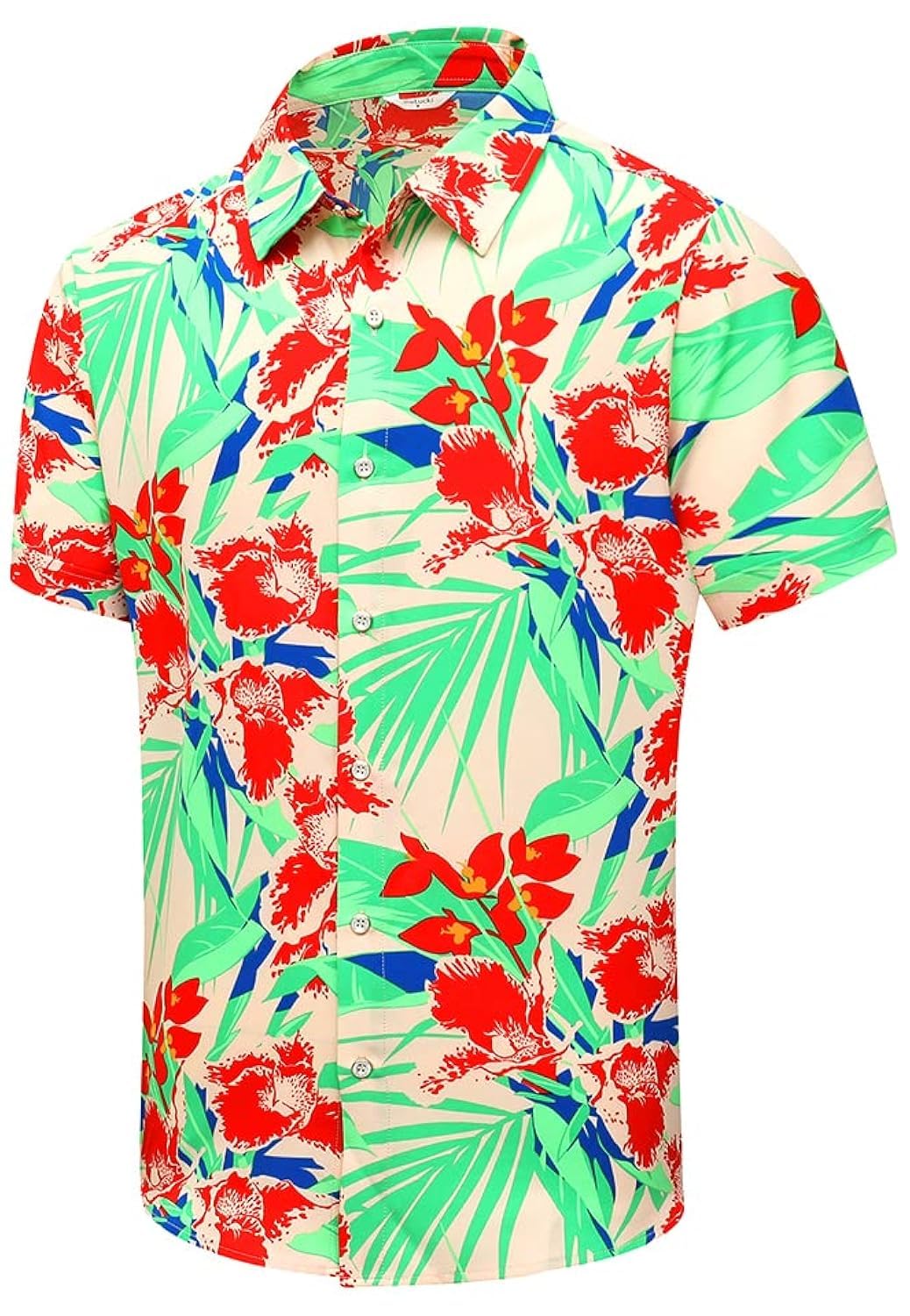 SheLucki Hawaiian Shirt for Men, Unisex Summer Beach Casual Short Sleeve Button 