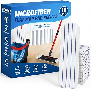 5 pcs Replacement Mop Pads for Vileda H2PrO Spin Mop System,Microfibre Washable Reusable Flat Mop,Washable and Reusable Mopping Head Refills, Safe on Hard Floors( pinstriped)