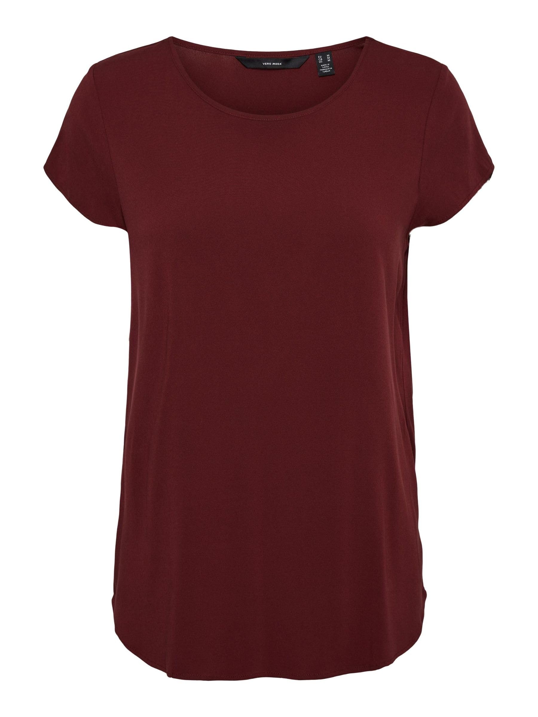 VERO MODA VMBECCA Basic Short Sleeve T-Shirt with Round Neck for Women Solid Lon