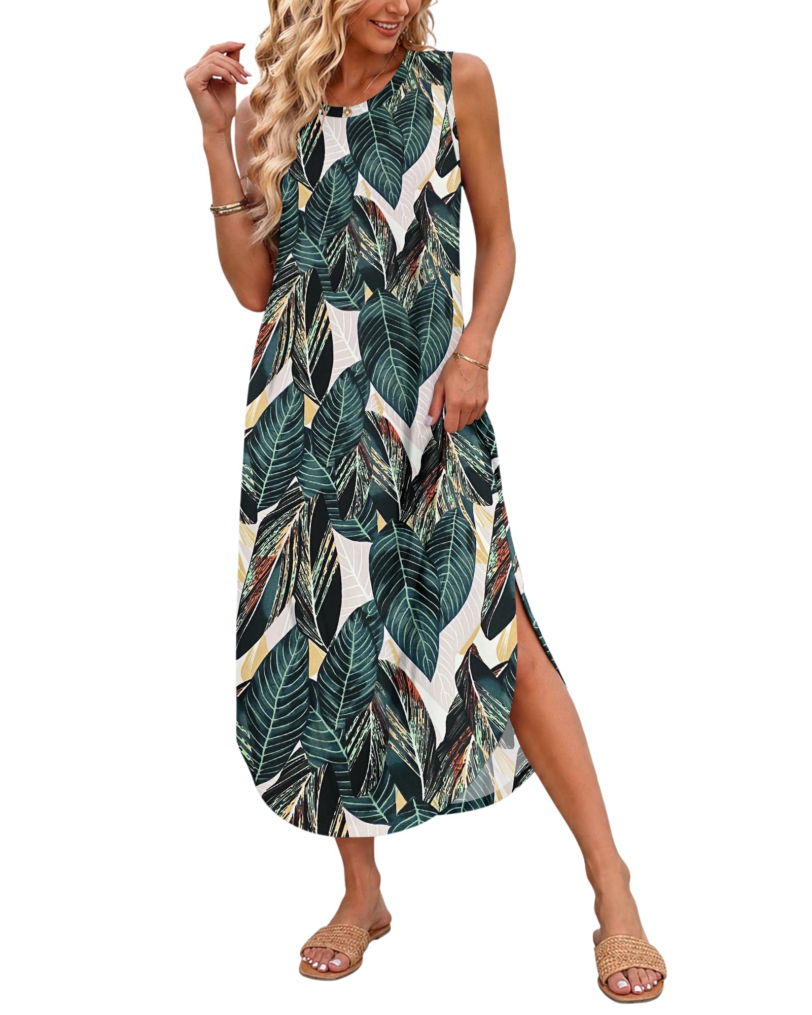 AUSELILY Maxi Dress for Women UK Casual Summer Long Dress Beach Cover-Ups Sun Dr