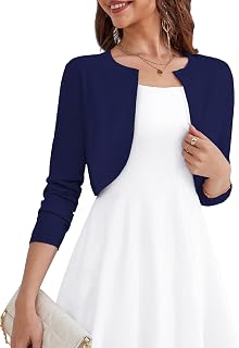OmicGot Women's Long Sleeve Cropped Cardigan Open Front Bolero Shrugs