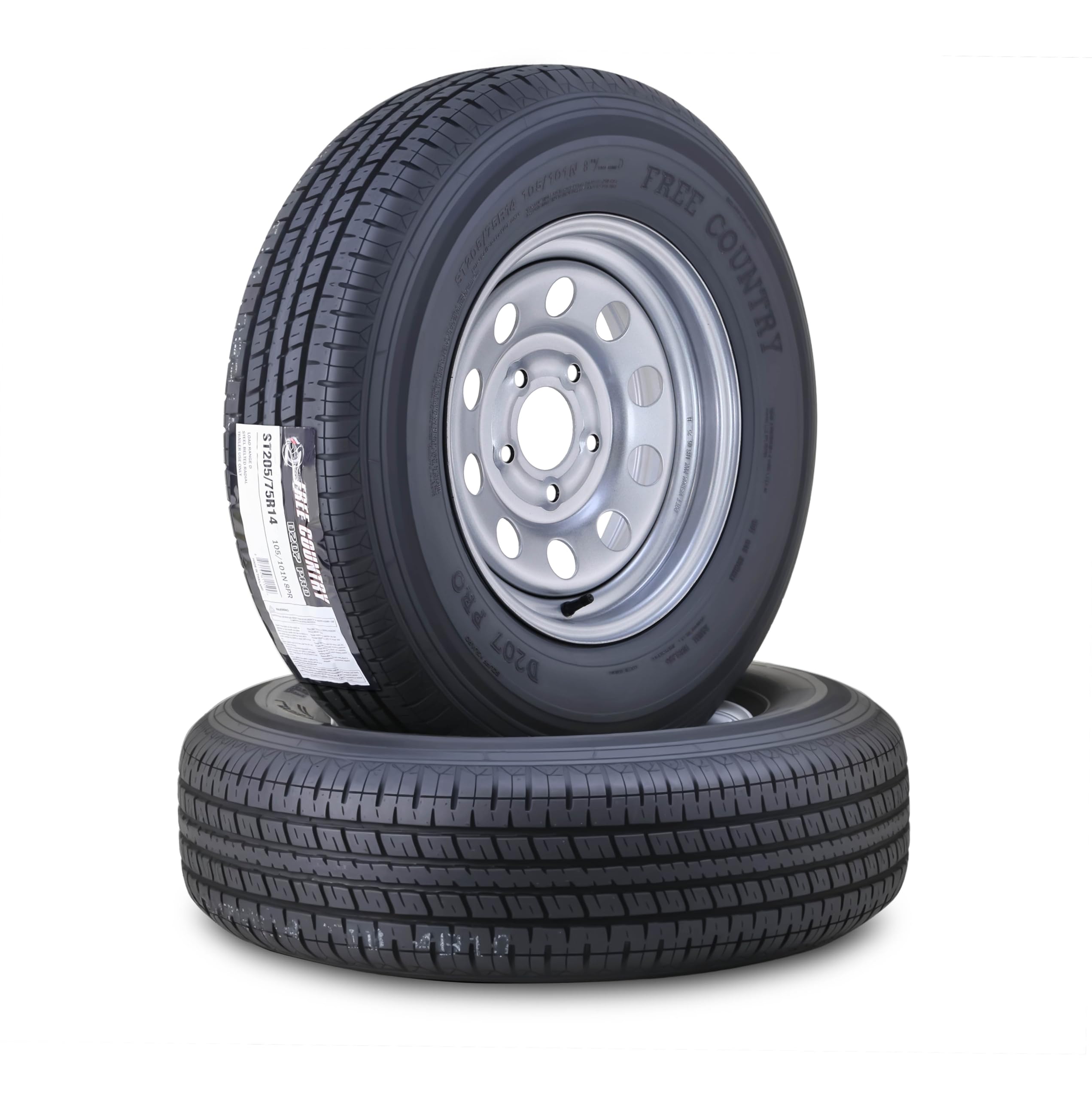 Free Country Trailer Tire Wheel ST205/75R14 8-Ply 105N 5X4.5 Silver Mod Pk2 | 5 