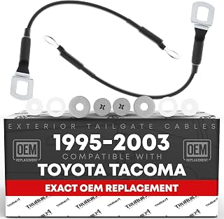 T1A Tailgate Support Cable Replacement Set, Rear Driver &amp; Passenger Side - Compatible with 1995-2004 Toyota Tacoma - Tail Gate Support Cable Straps, Metal 14-9/16" Long - OEM 65770-04030, 38531