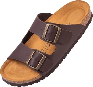 Palado Korfu Women's Sandal | Made in EU | Slippers in 11 Different Fashion Colours | 2 Straps Sandals with Natural Cork Insole | Men's Slippers with Leather Outsole