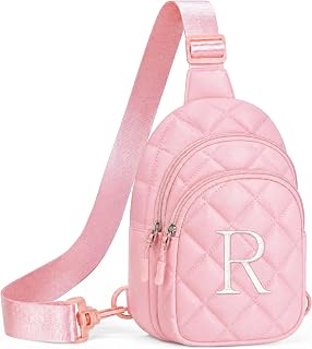YOOLIFE Monogram Sling Crossbody Fanny Pack for Teen Girl Birthday Pink R