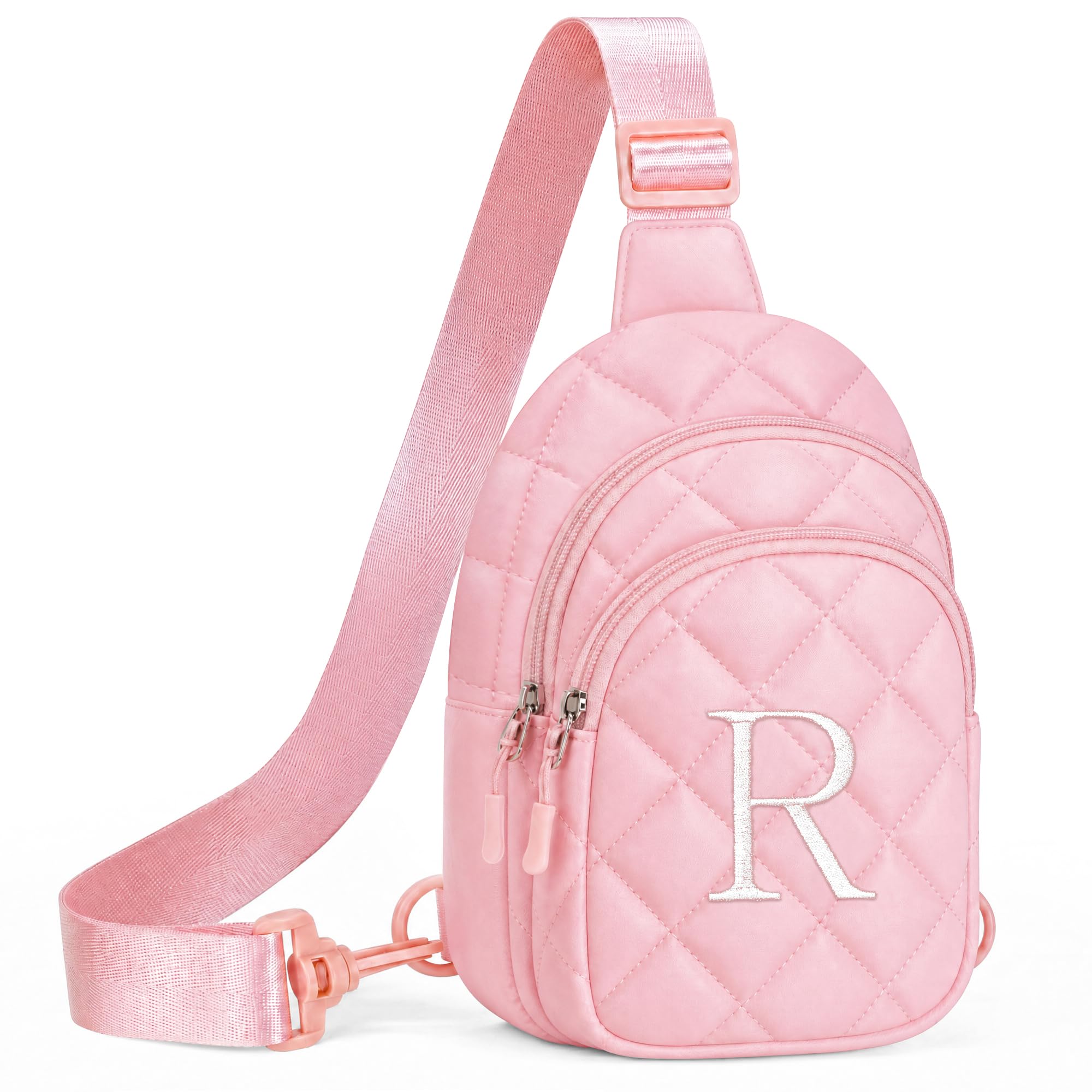 YOOLIFE Monogram Sling Crossbody Fanny Pack for Teen Girl Birthday Pink R