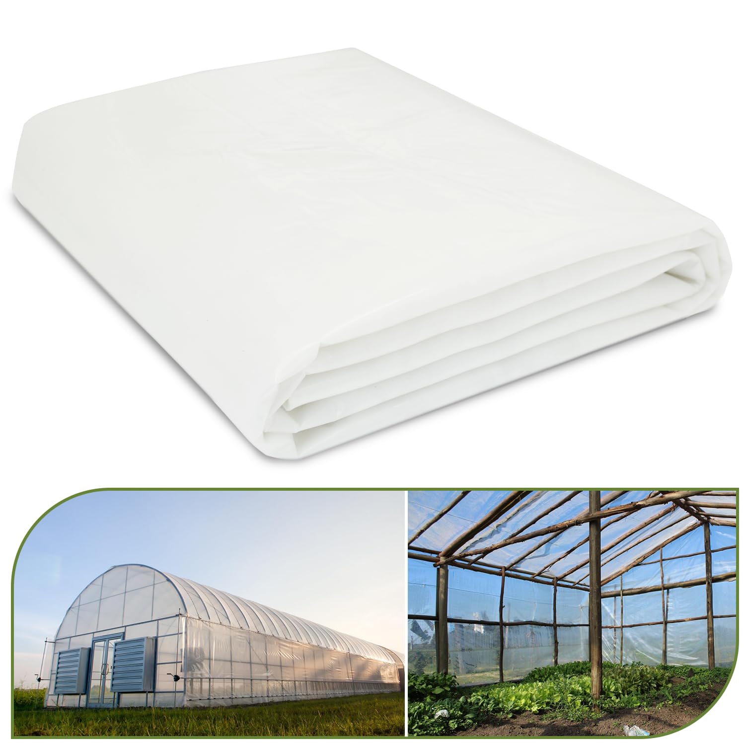 chicarry Greenhouse Plastic Sheeting, 12 x 25ft 6 mil Clear Greenhouse Film, UV 