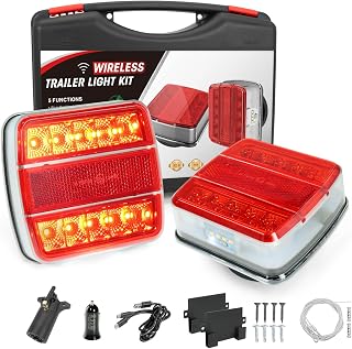 NeaLia Wireless Trailer Lights Magnetic, USB-C Rechargeable, IP67, Tail | Waterproof LED Tow Light Kit for Towing Truck, Caravan, RV, Portable Running Turn Signals Brake Stop with Retroreflectors