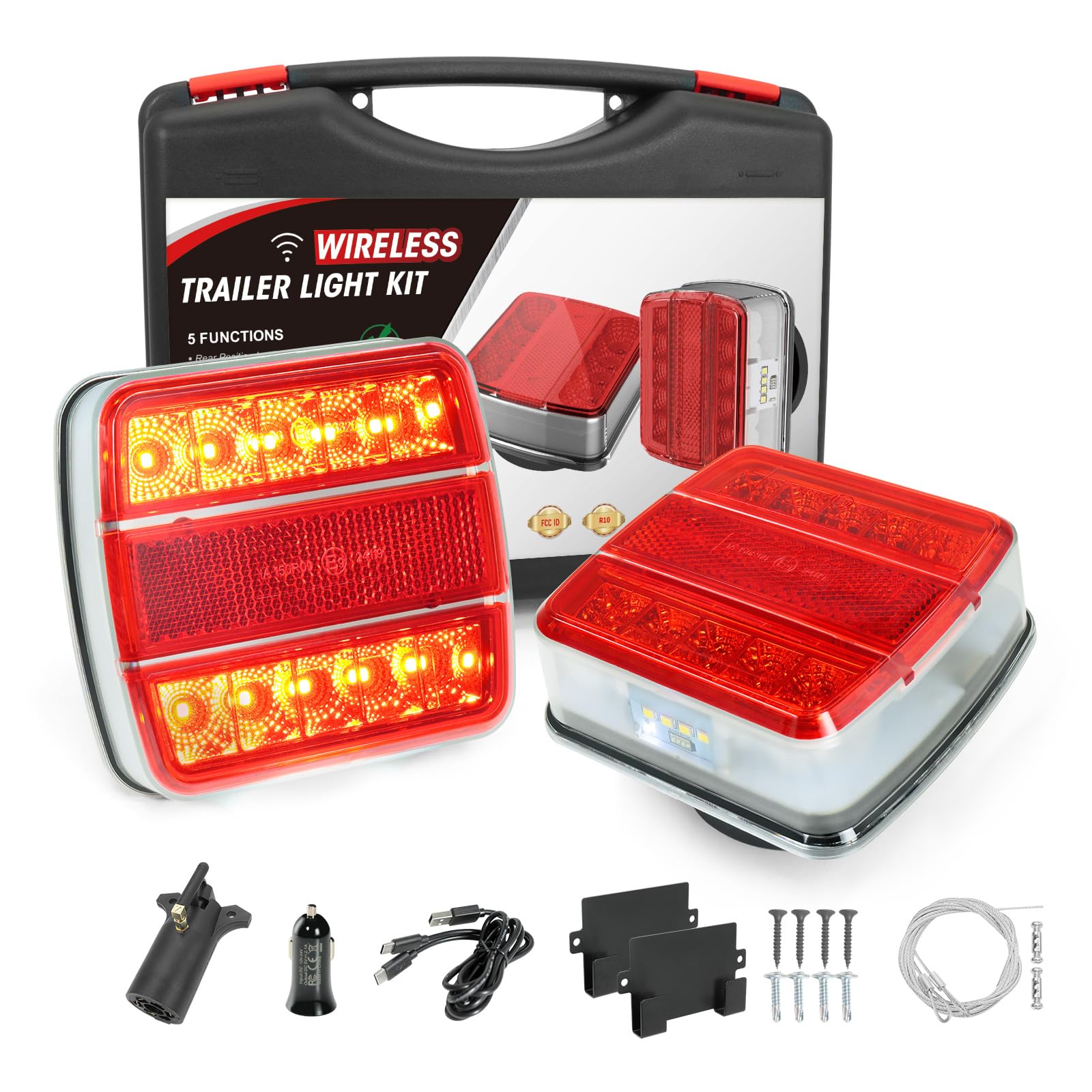 NeaLia Wireless Trailer Lights Magnetic, USB-C Rechargeable, IP67, Tail | Waterp