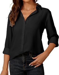 SPRING SEAON Women Chiffon Blouse Long Sleeve V Neck Blouse