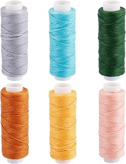 6 Rolls 0.5mm Flat Waxed Polyester Thread for Braiding Sewing Friendship Bracelets Macrame Jewelry Making