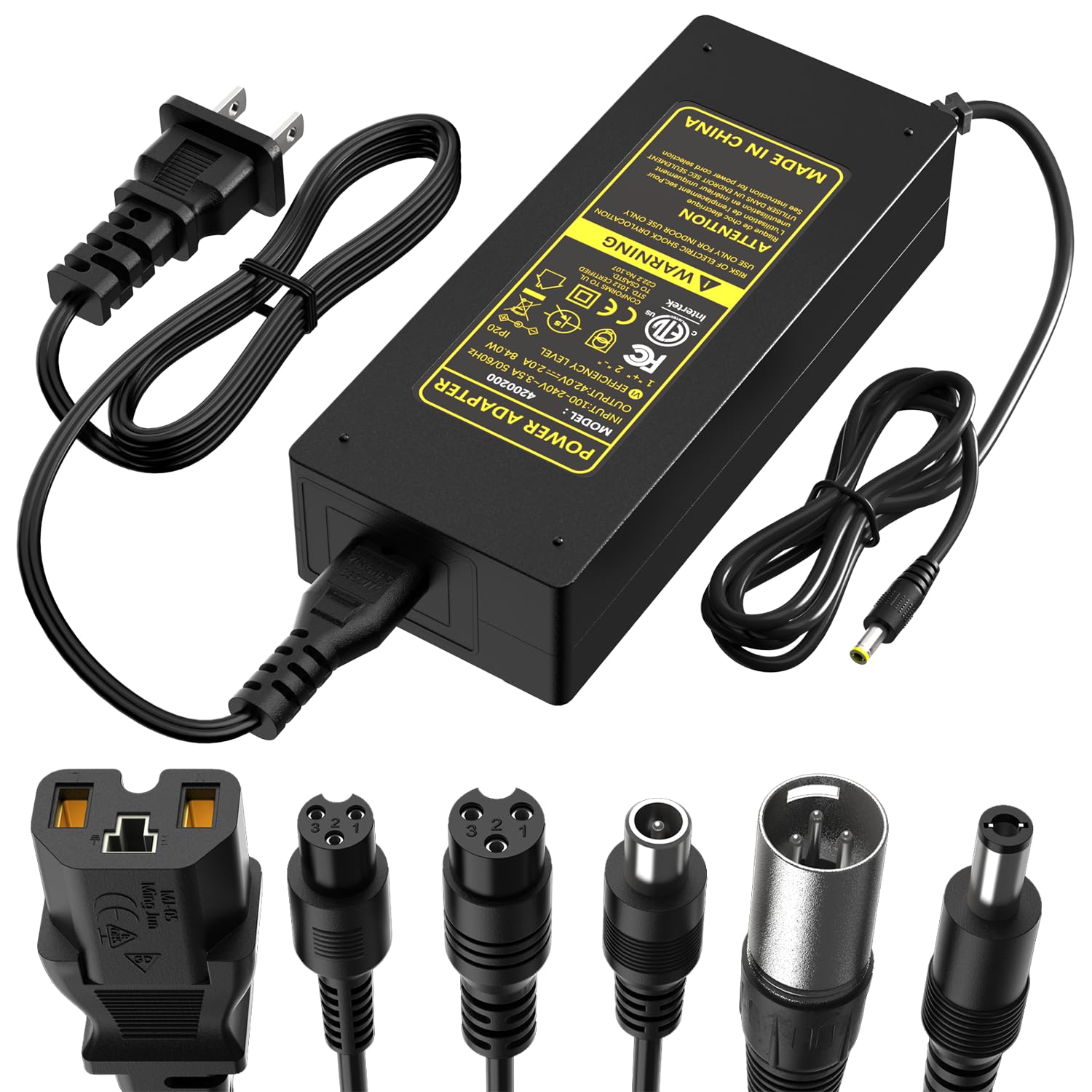 42V 2A Scooter Charger 7 Plugs Universal for 36V Li-ion Battery-ETL Lised