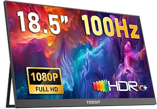 Yodoit Portable Monitor for Laptop 18.5" 100Hz 1920×1080 Travel Monitor IPS Screen Display with USB Type C Port and Built-in Speakers Compatible with PC, MacBook