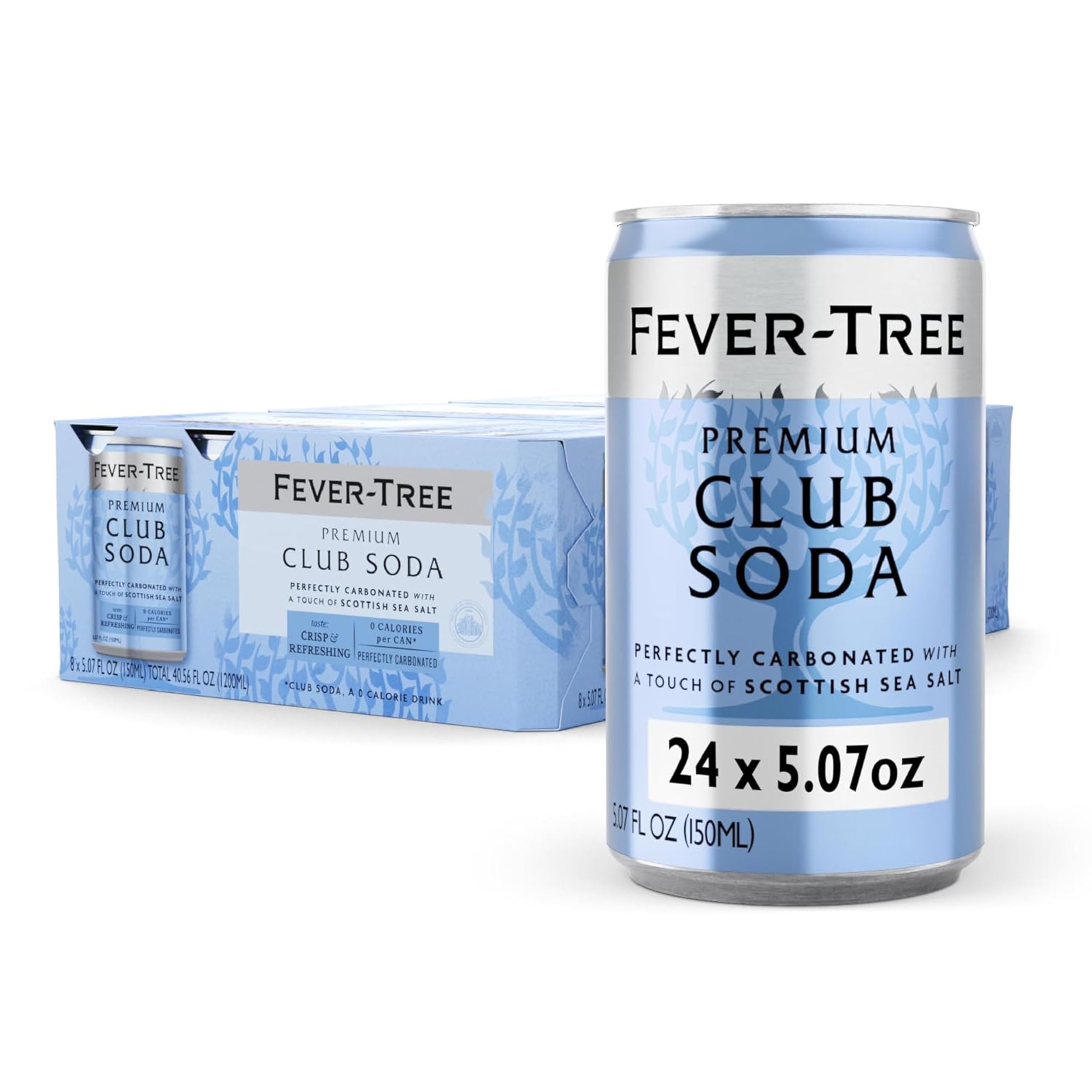 Fever-Tree Club Soda Mixer, Scottish Sea Salt, 24 Pack, 5.1 Fl Oz Cans | Zero-ca