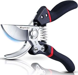 Kynup Garden Secateurs - SK-5 Steel Gardening Shears with Anti-Slip Handle | Pruning Scissors with Spare Spring, Bypass Pruning Secateurs for Branches & Hedge Shears Cutting - Garden Tools for Gardening