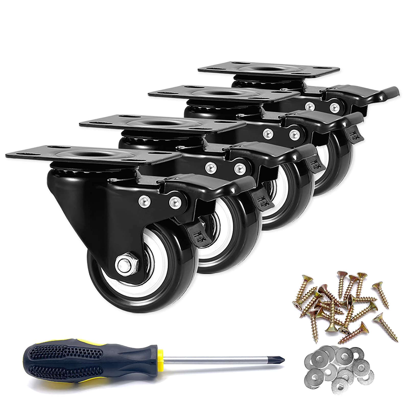 CLOATFET 2" Swivel Casters Set of 4, Heavy Duty Locking Casters with Brakes | PU