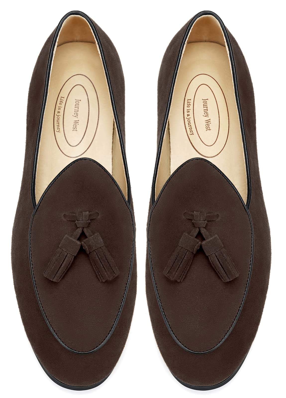 Journey West Men's Suede Leather Belgian Loafers for Men Slip-on Casual Penny Ca