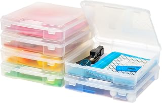 IRIS USA Scrapbook Case |Made in USA| Fits 12"x12" - Thick (6-Pack) - Clear | Portable Plastic Storage Organizers with Built-In Handles for Paper, Art, Board Games, Crafts, Files & Office Supplies