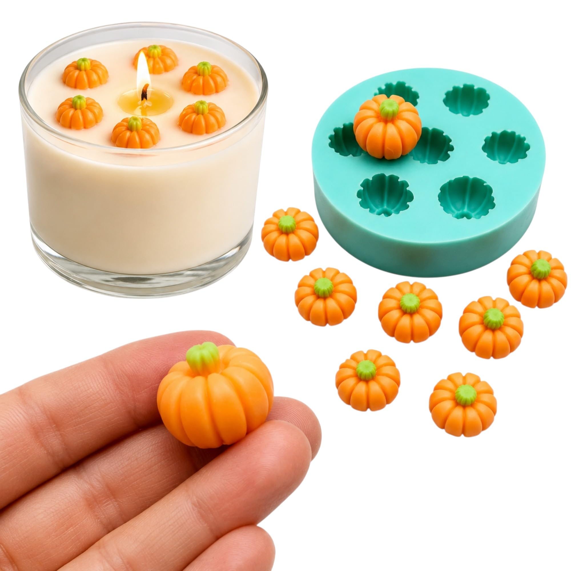 Mini Pumpkin Silicone Mold for Candle Toppers, Wax Melts, Soap Embeds, Resin Cra
