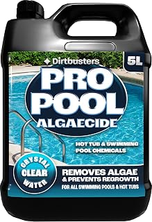 Dirtbusters Pro Pool Algaecide (5L) For Swimming pools and hot tubs. | Highly Concentrated, Powerful Algae Remover & Prevention Treatment For Clean Crystal Clear Water