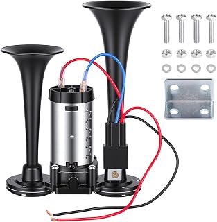 Air Horn Dual Trumpet,Electric Train Horn Set,Super Loud 150dB 12V | Equipped with Upgraded Air Compressor,Universal Fit train horn for Trucks,Cars,Pickups,SUVs,Boats,integrated AirHorn
