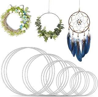 15 Pieces Metal Ring Set 5/10/15/20/30cm Metal Rings for Crafts, Decorative Rings for DIY Dreamcatcher, Wedding Decorations, Crafts (Silver)
