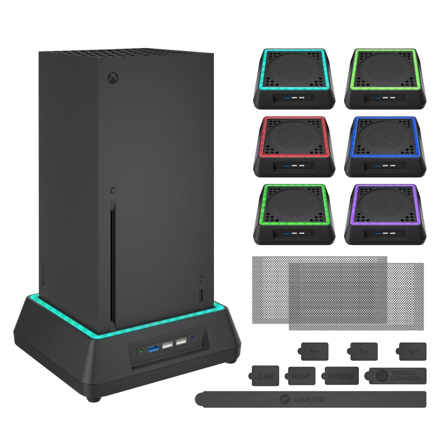 Mviioe LED Cooling Fan for Xbox Series X with Dust Cover Filters | Cooling Stand