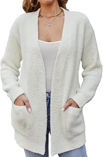 Snuggle Sac Cardigan Sweaters for Women with Pocket Fashion Casual Long Sleeve Open Front Fall Winter Coats