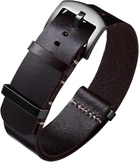 BINLUN Leather Watch Straps Straps for Watches Oiled Leather Crazy Horse 18mm 19mm 20mm 21mm 22mm 24mm One Piece Replacement Straps for Men and Women with Silver/Black Buckle
