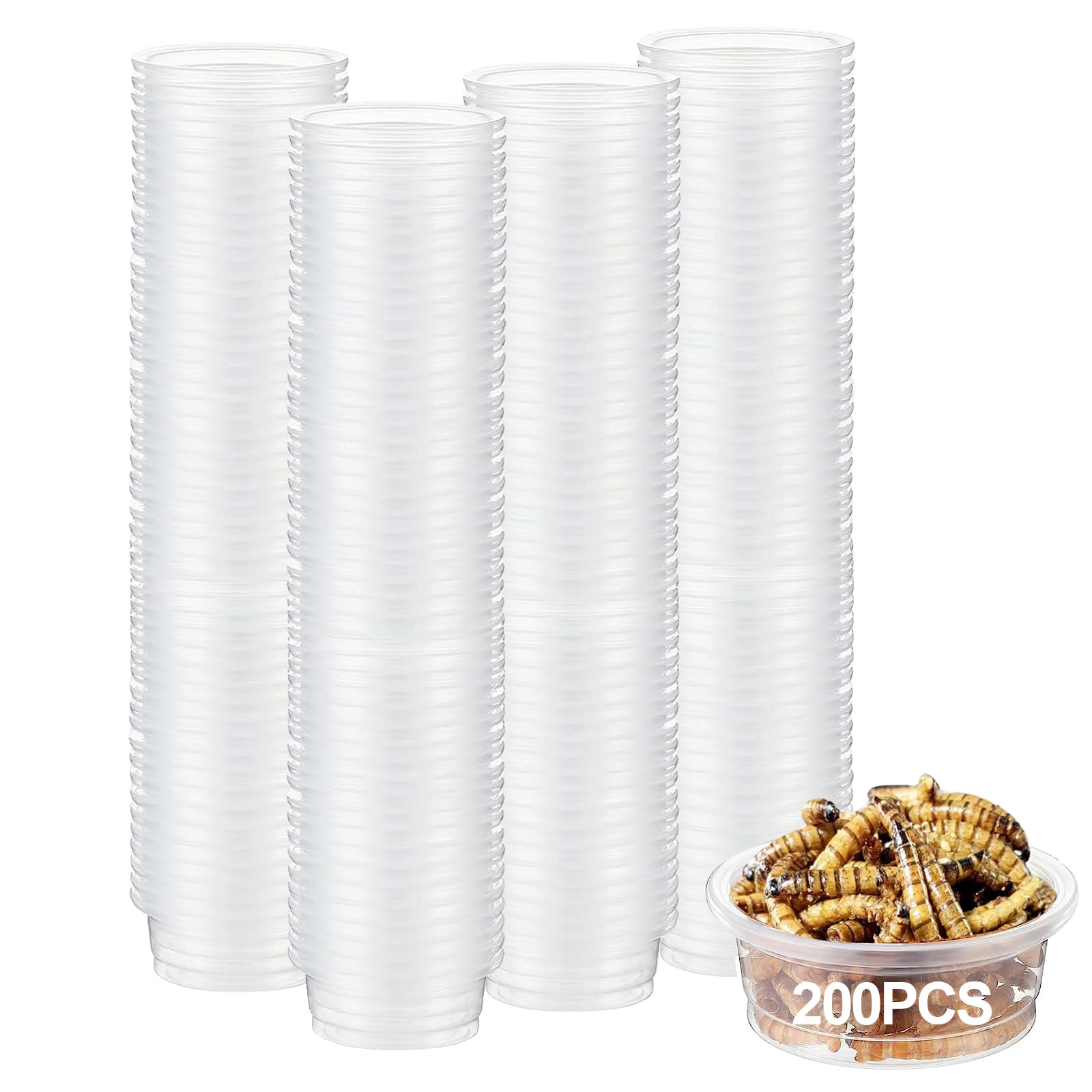 ANCKNE 200 pcs 0.5oz Crested Gecko Food and Water Feeding Cups | Reptile Feeder 