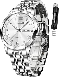 OLEVS Gold Watches for Men Diamond Casual Stainless Steel Luxury Business Dress Classic Date Analog Quartz Wrist Watches Waterproof Luminous