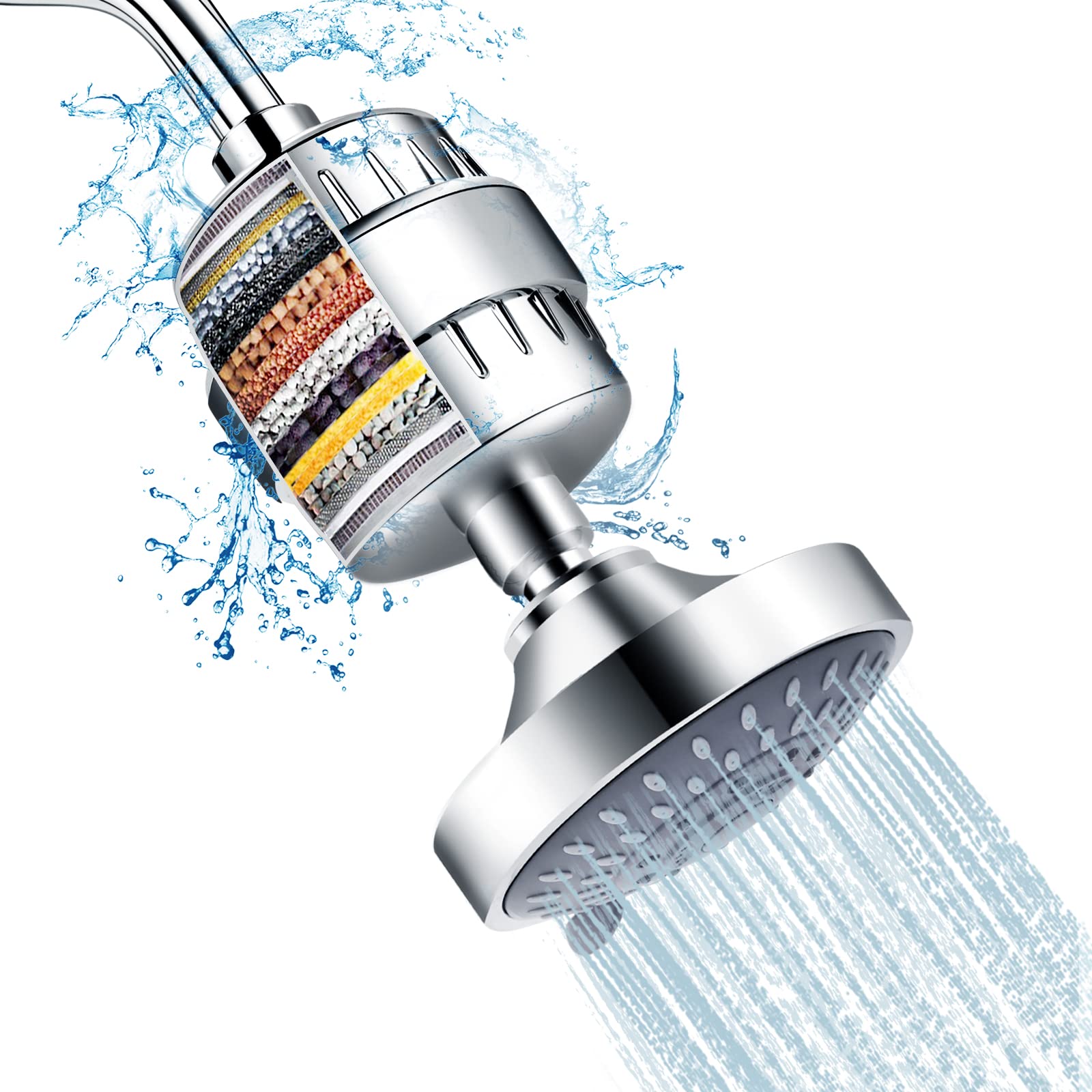 FEELSO Shower Head with Shower Filter, Filtered Shower Head for Hard Water | Hig