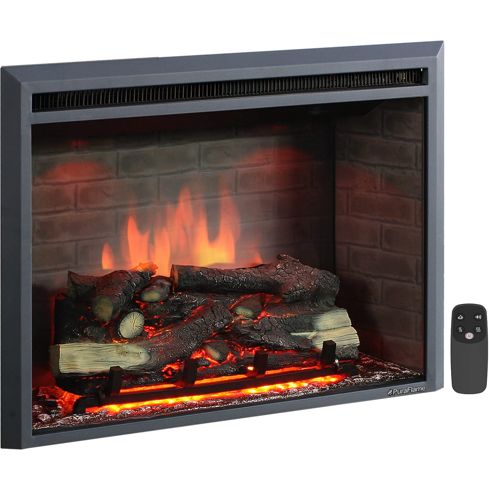 PuraFlame Western Electric Fireplace Insert with Fire Crackling Sound, Remote Co