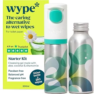 Wype Starter Kit & Refill Bundle - Toilet Roll Gel | Flushable Wet Wipe Alternative - Holiday Essentials - 1 Applicator, 2 100ml Refills - 500 Wipes