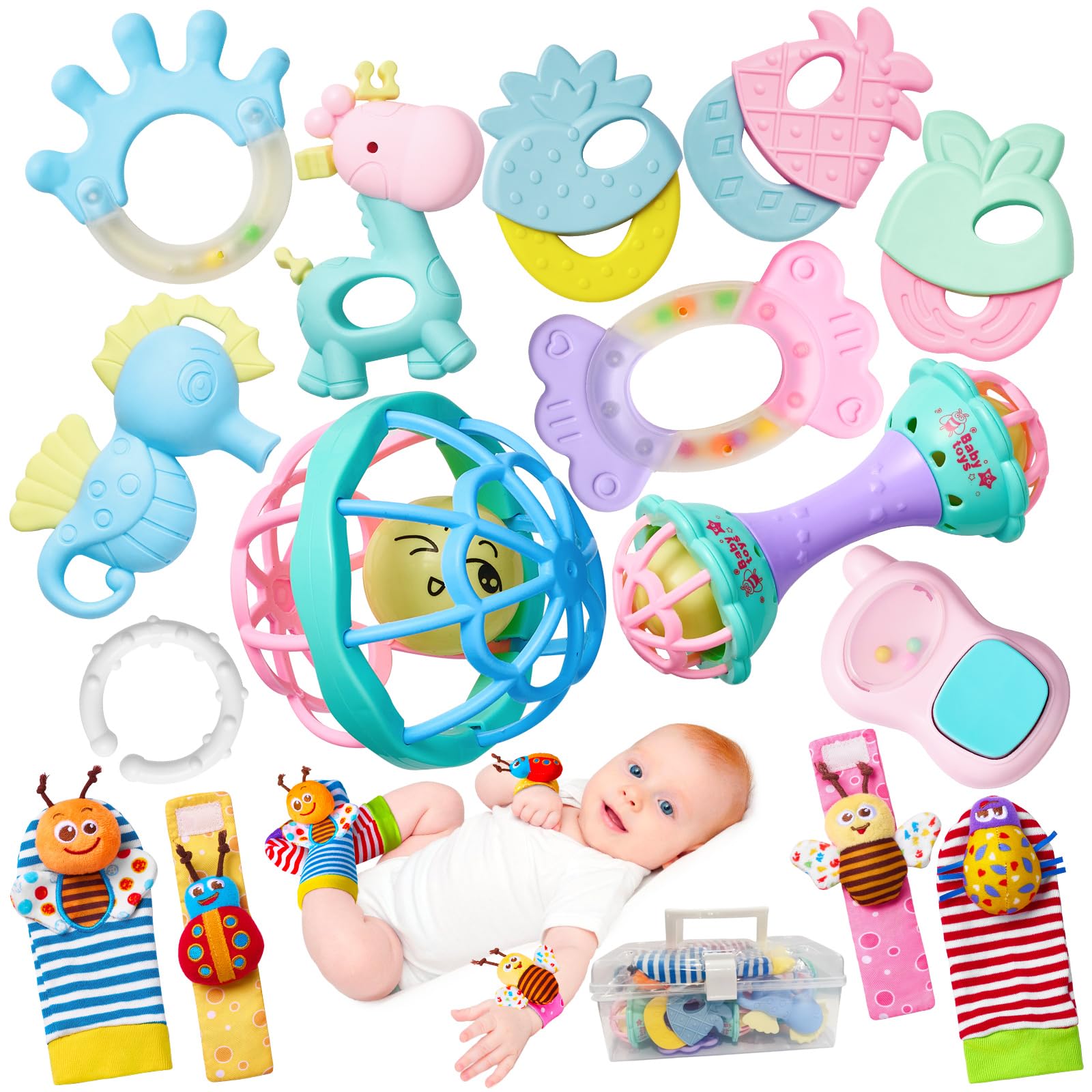 Rattle for Babies 0-12 Months Baby Toys 0-6 Months Newborn Infant Toys | 15PCS B